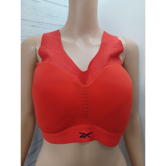 Reebok Pure Move Instinct Gym Workout Red Sports Bra Full Cover Sz L - Picture 1 of 9